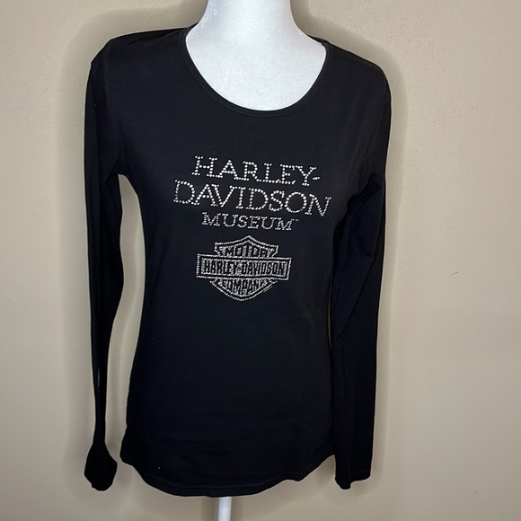 Harley Davidson long sleeve crew neck Bejeweled museum Tee Shirt - Picture 5 of 8